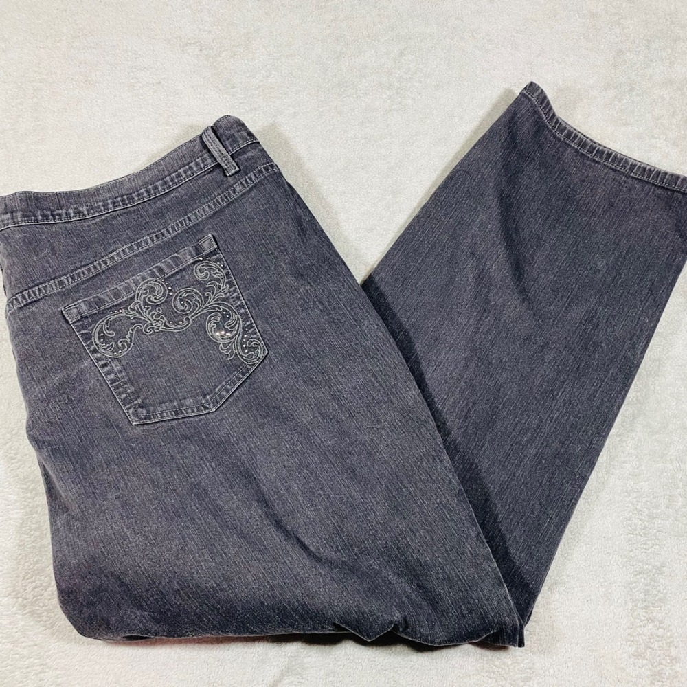 Gloria Vanderbilt Amanda Jeans Womens 24W Gray High Rise Tapered Leg Stretch